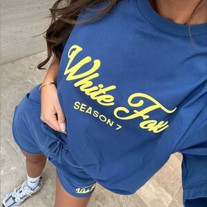 white fox Season 7 Oversized Tee River & shorts